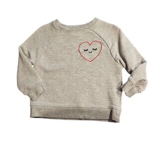 Little sleepies play gray heart sweatshirt baby toddler 12-18 months bamboo